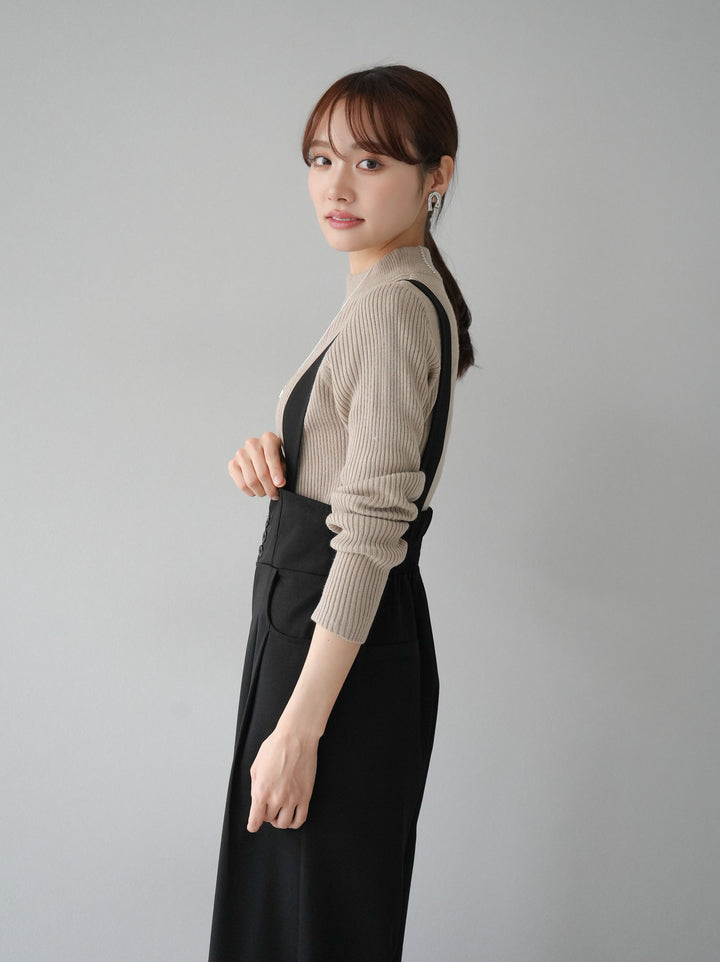 [預訂] 瓶頸羅紋針織上衣/米色
