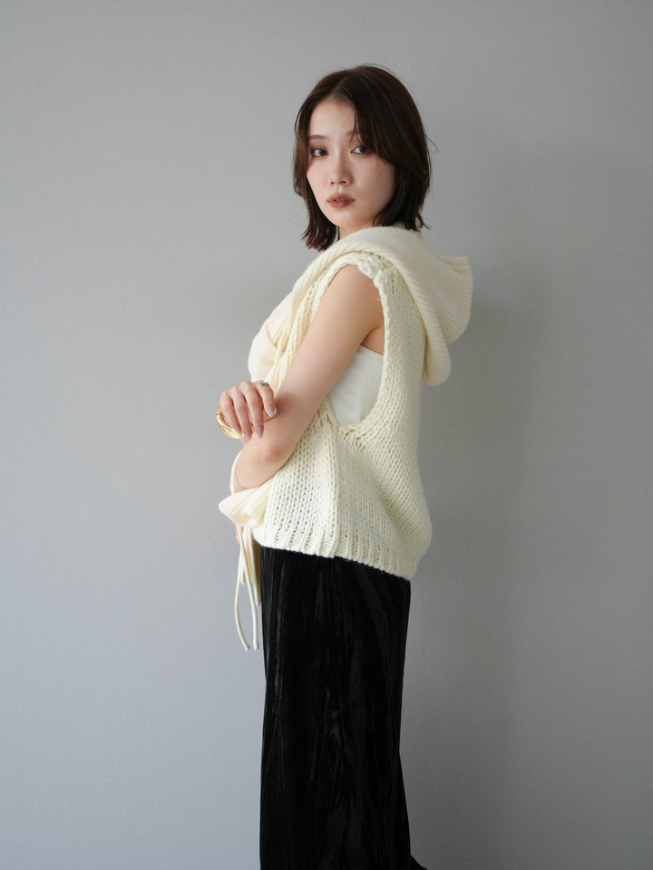 [予約]フードニットマフラー/アイボリー