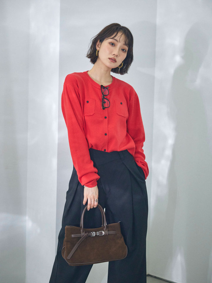 【Allure】[SET]ミニポケットニットカーディガン+ミニポケットニットカーディガン(2set)