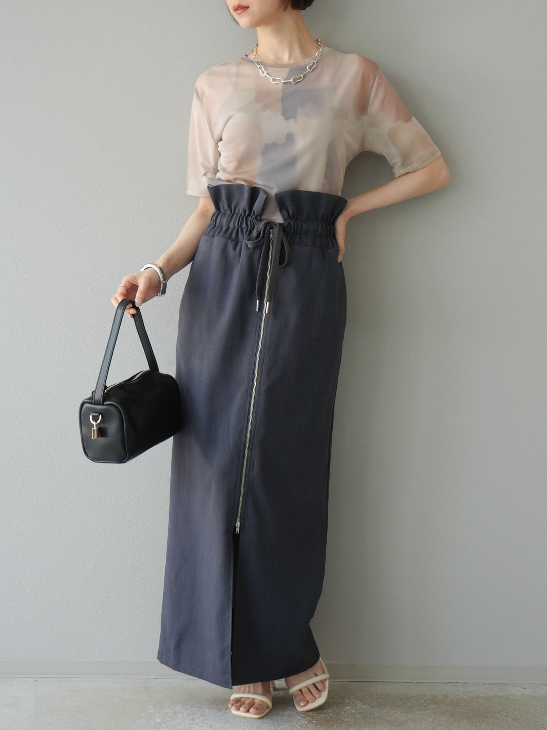 [套裝] 水彩藝術透視T卹 + Heather Ester 褶皺拉鍊裙 (2套)