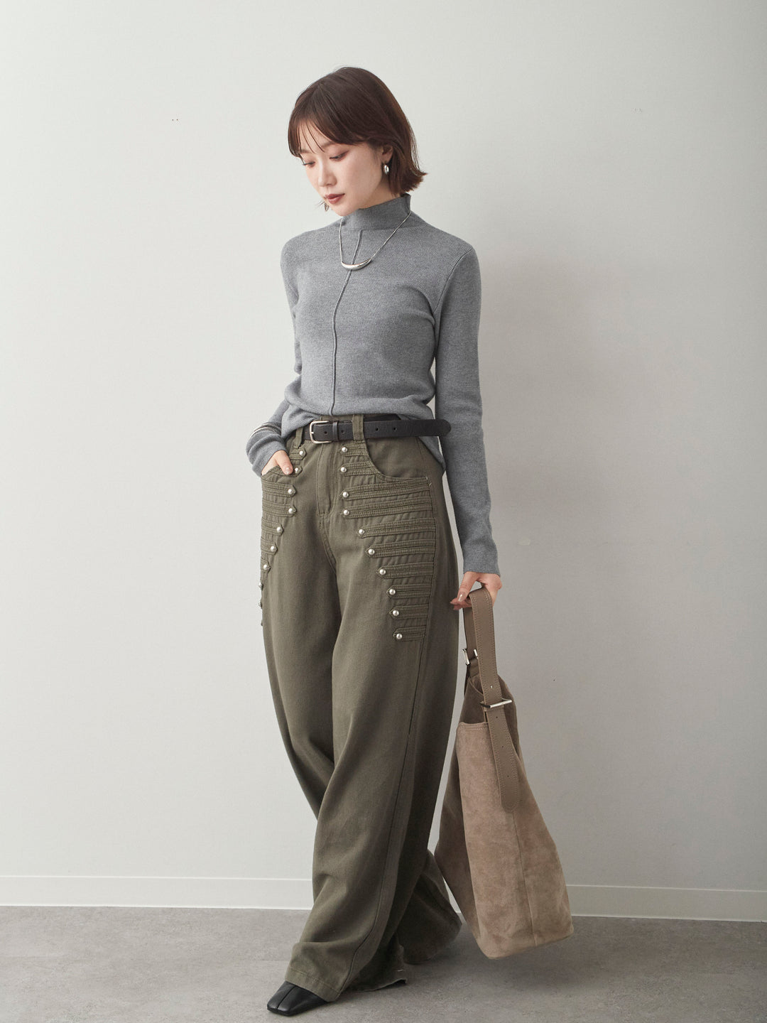 【套裝】中心線高領針織衫 + 中心線高領針織衫（兩件套）