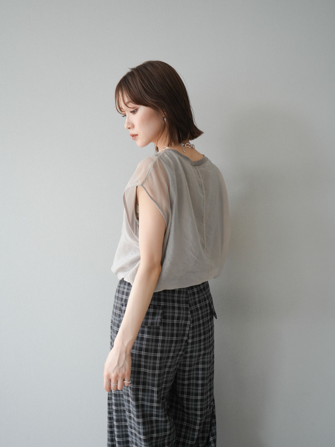 [予約]シアーレイヤードトップス/アイスグレージュ