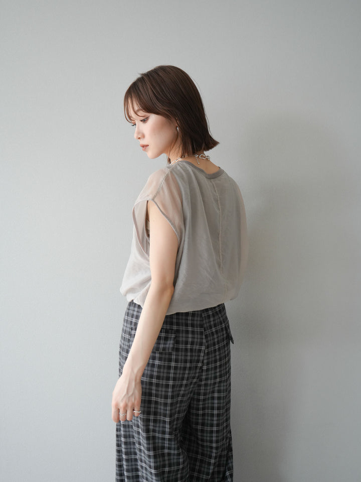 [予約]シアーレイヤードトップス/アイスグレージュ