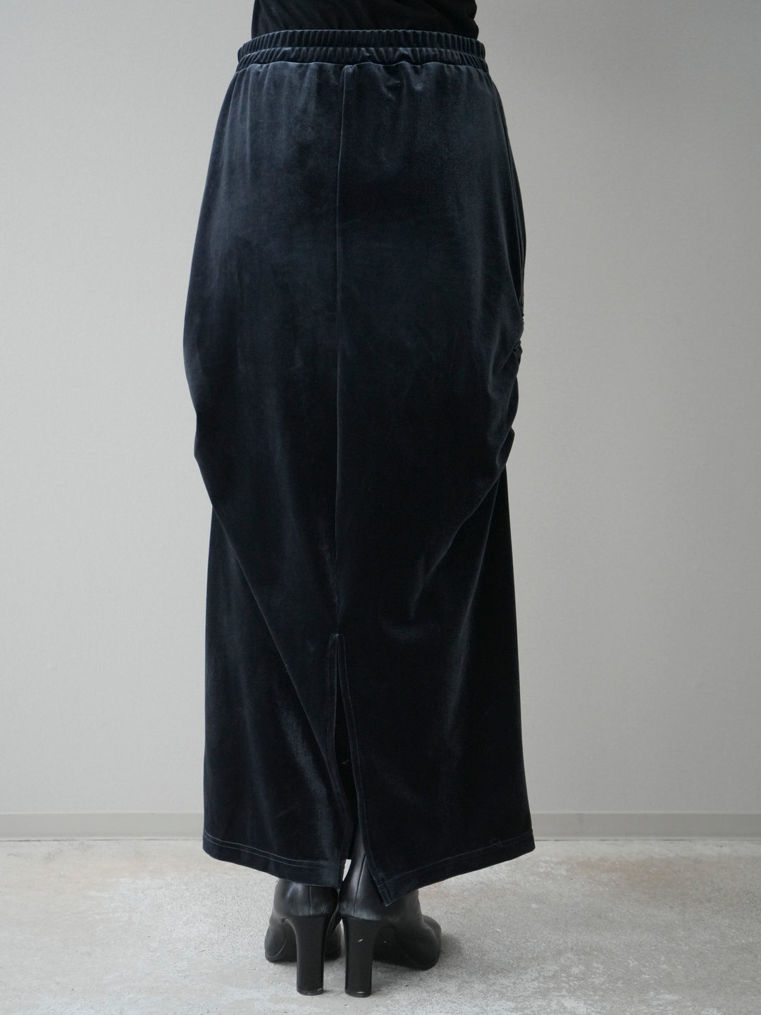 [予約]ギャザーベロアスカート/navy