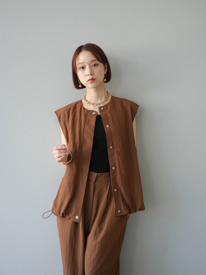 [予約]リネンライクドロストバルーンブルゾン/ブラウン