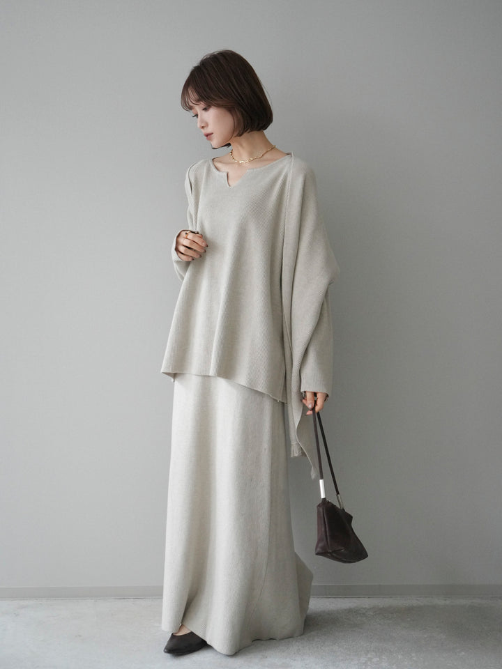 [SET]ストール付キーネックニットSET UP