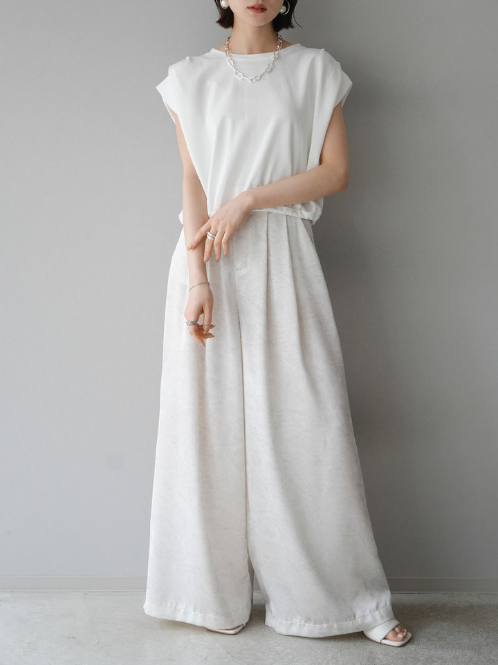 [Pre-order] 2-tuck nuanced satin wide pants/ivory