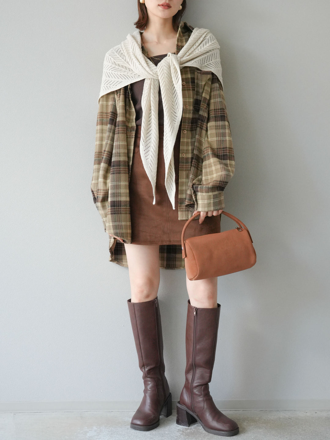 [予約]スエードペチパンツ付ミニスカート/ブラウン