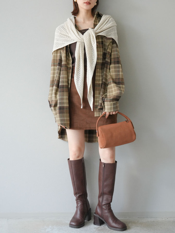 [予約]スエードペチパンツ付ミニスカート/ブラウン