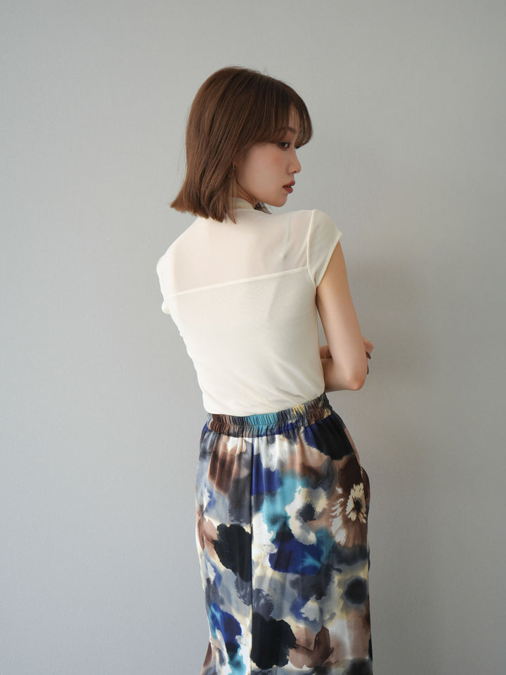 [預訂] 透視彈性上衣/象牙白