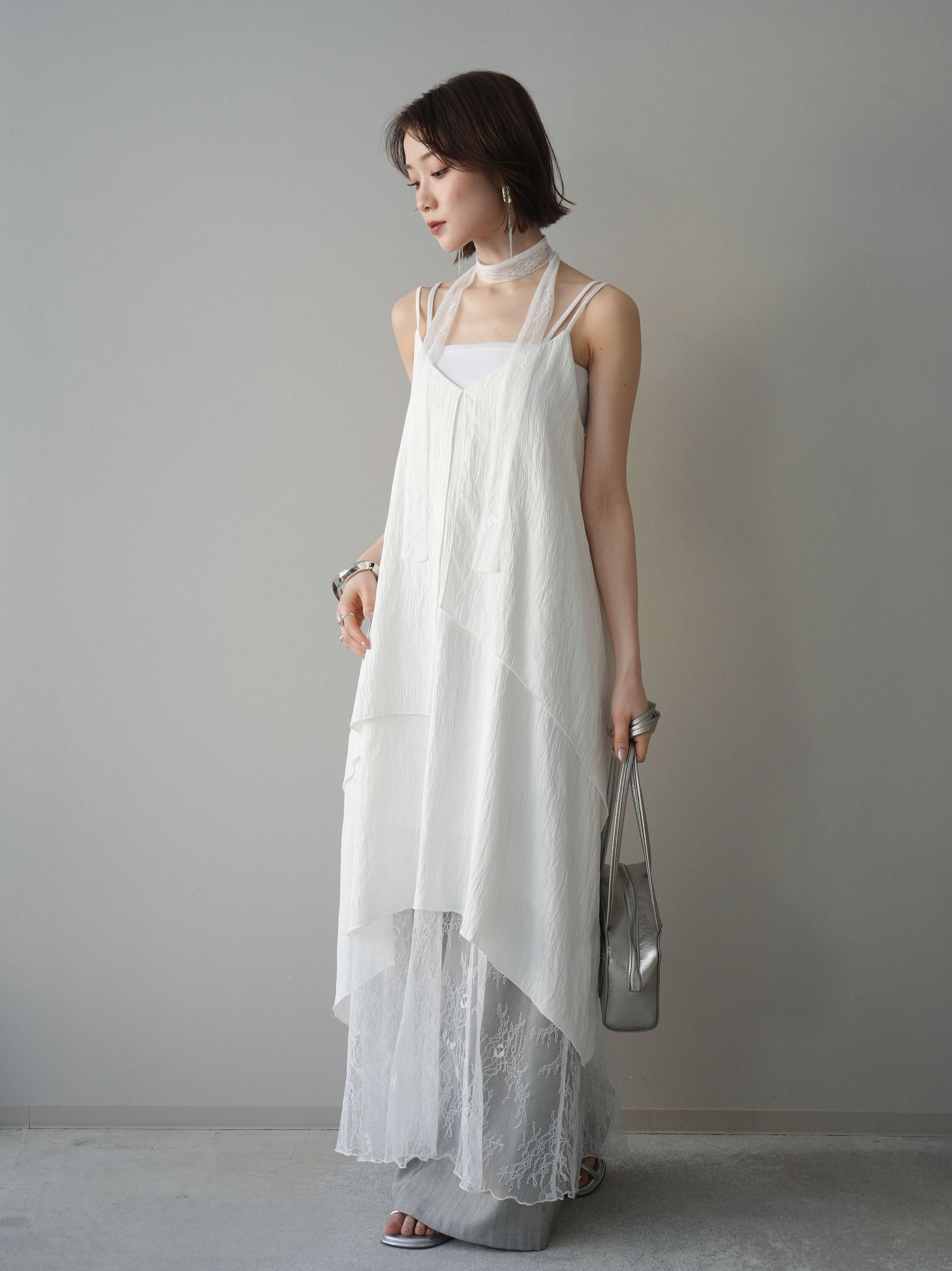 予約]レース切替アシンメトリーワンピース/white – Lumier