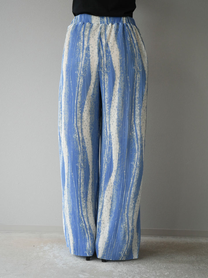 [予約]ニュアンスプリーツワイドパンツ/ライトブルー