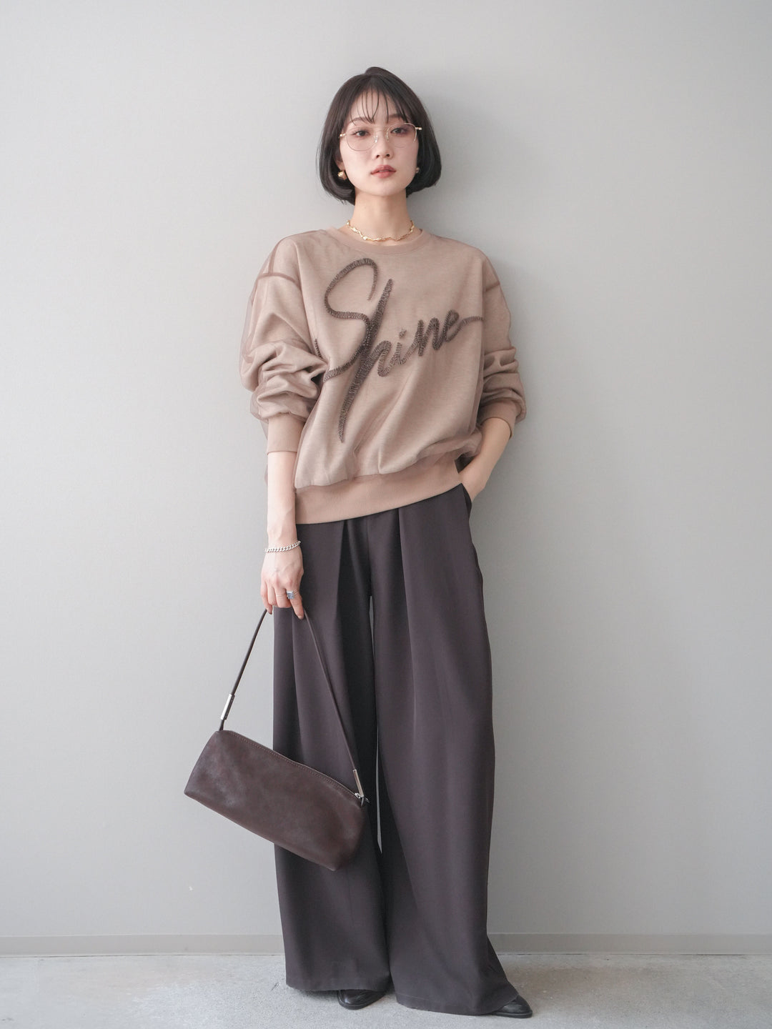 [SET]チュールレイヤードロゴスエットプルオーバー+選べるアクセセット(2set)