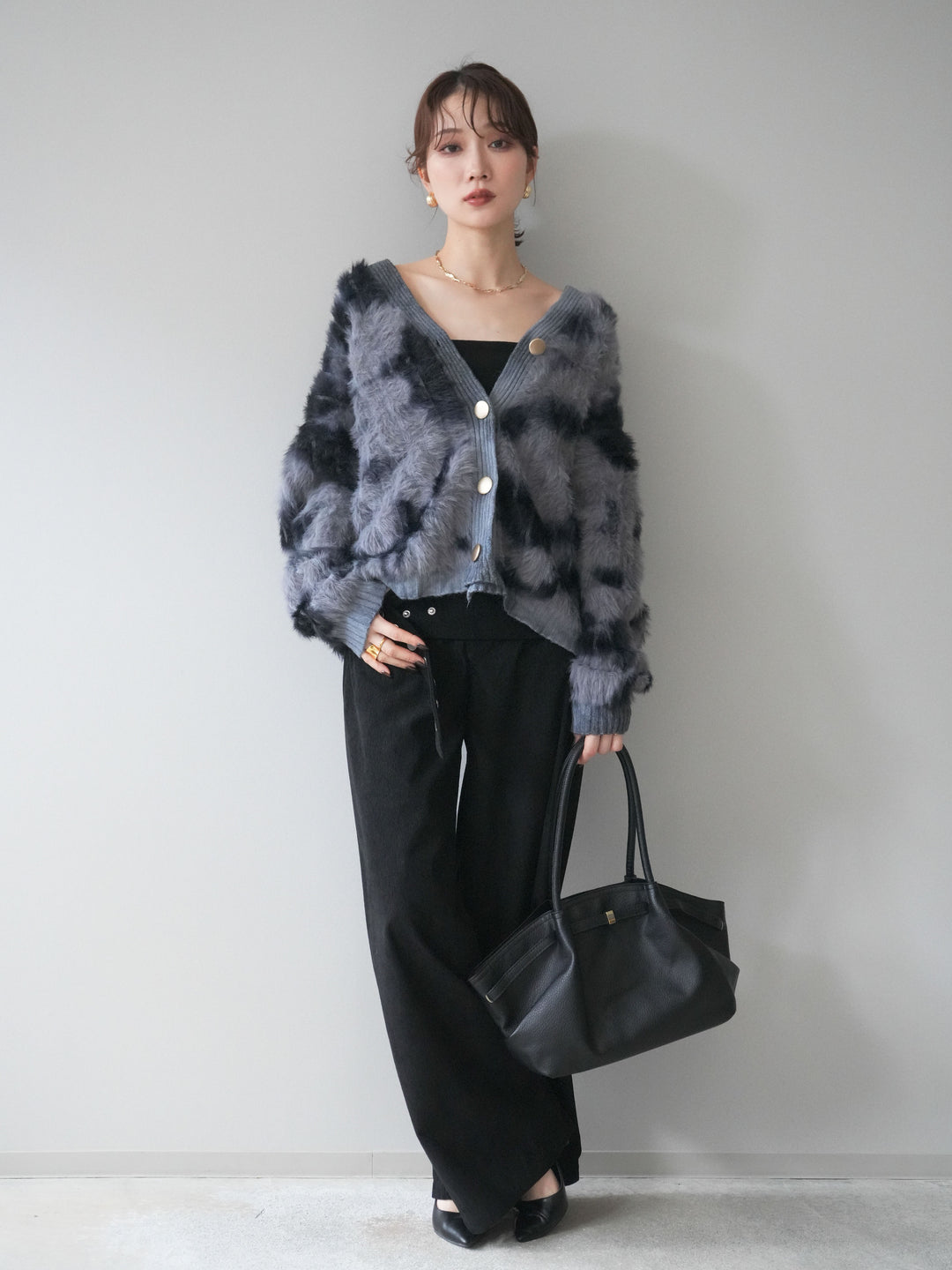 [予約]コーデュロイ巻きベルト付きパンツ/black