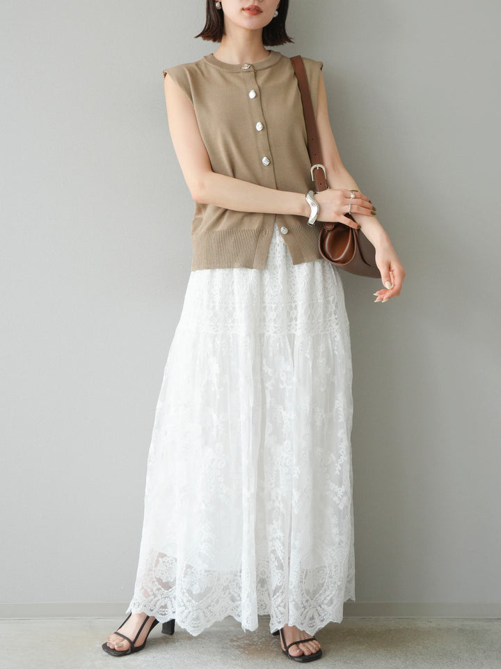 [予約]レースフレアスカート/ホワイト