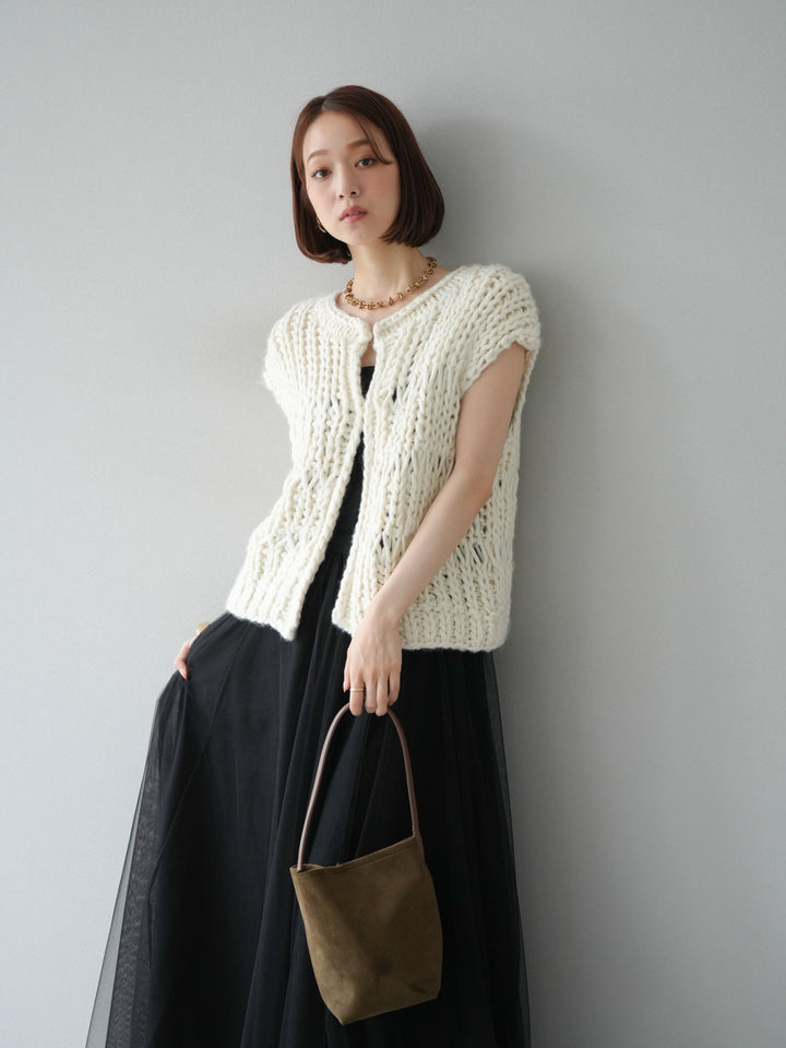 [予約]ハンドニットローピングベスト/アイボリー