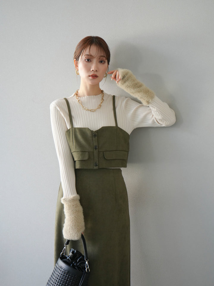 [予約]スウェードビスチェ/カーキ