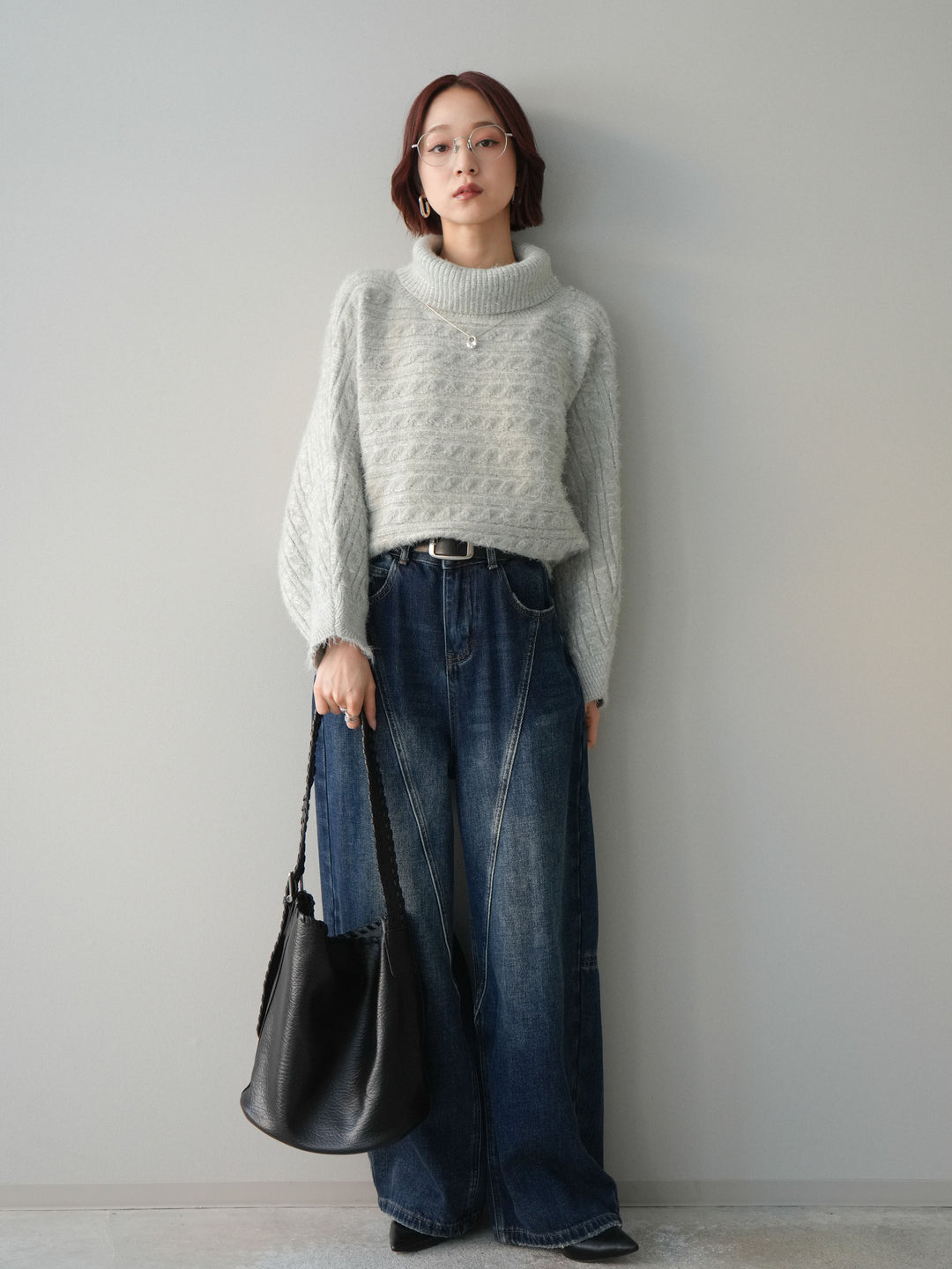 [予約]裏起毛加工デニムカーブパンツ/darkblue