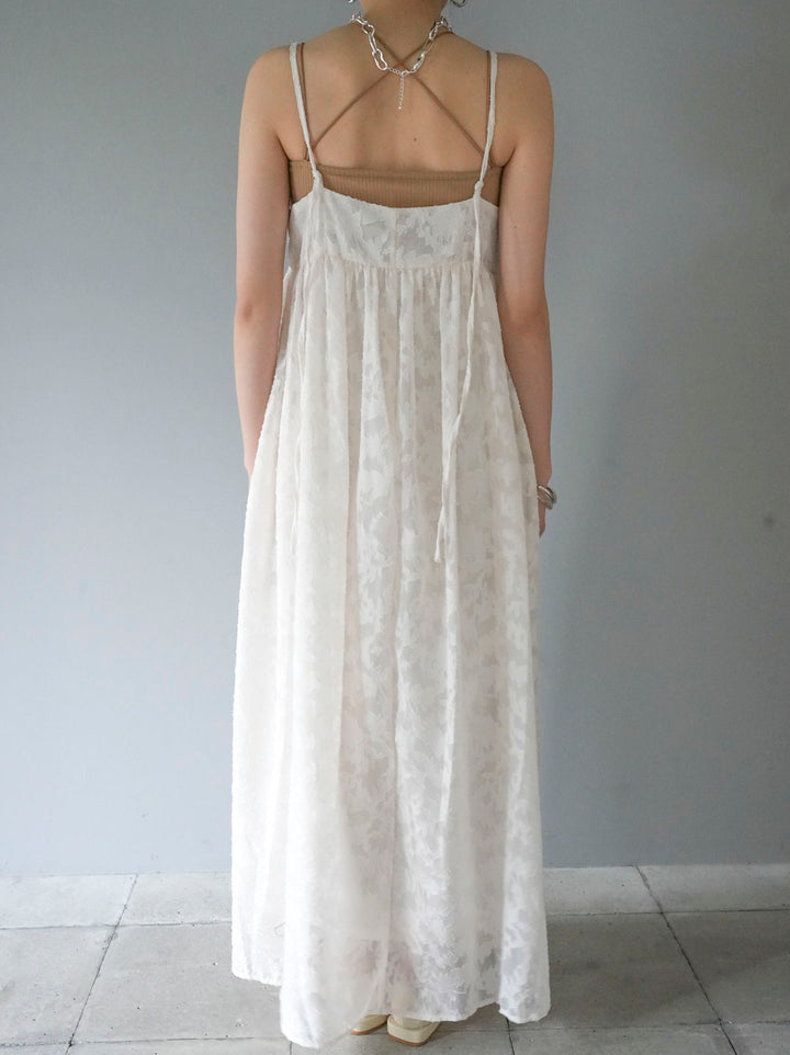 [Pre-order] Flower Jacquard Camisole Dress/Ivory