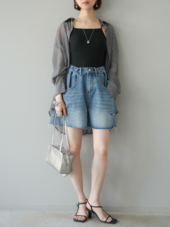 【預購】寬鬆半身牛仔褲/藍色