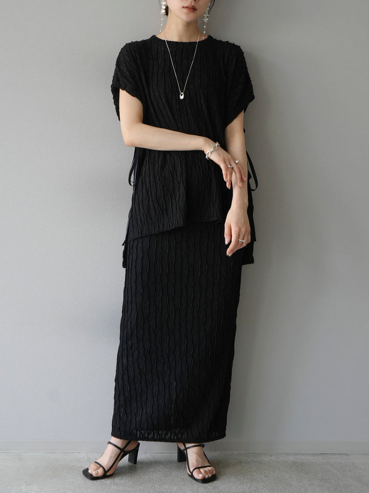 [Pre-order] Arm shirring sheer design mellow pullover/black