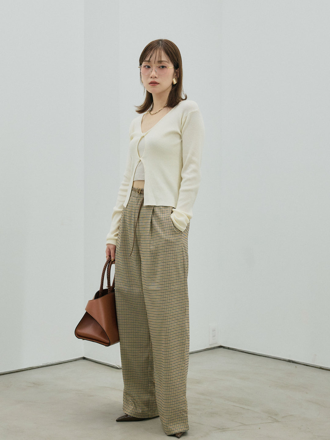 【Allure】[SET]フロントツイストホールリブニットトップス+フロントツイストホールリブニットトップス(2set)