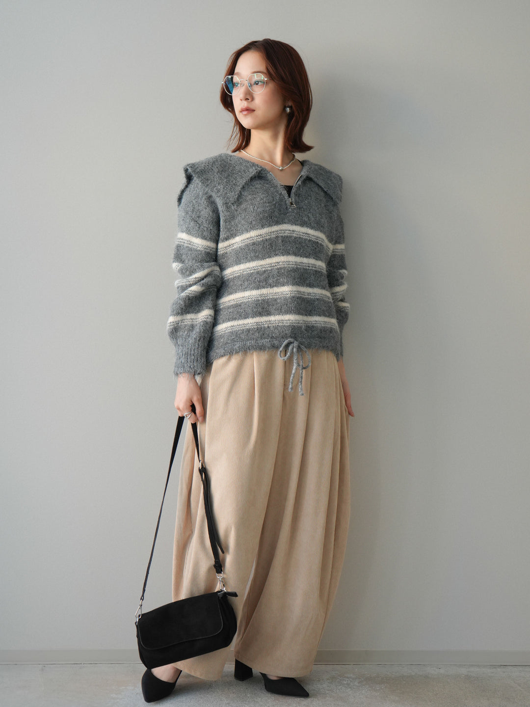 [予約]コーデュロイサイドタックコクーンパンツ/beige