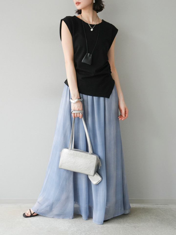 [予約]ニュアンスシアーフレアスカート/ブルー