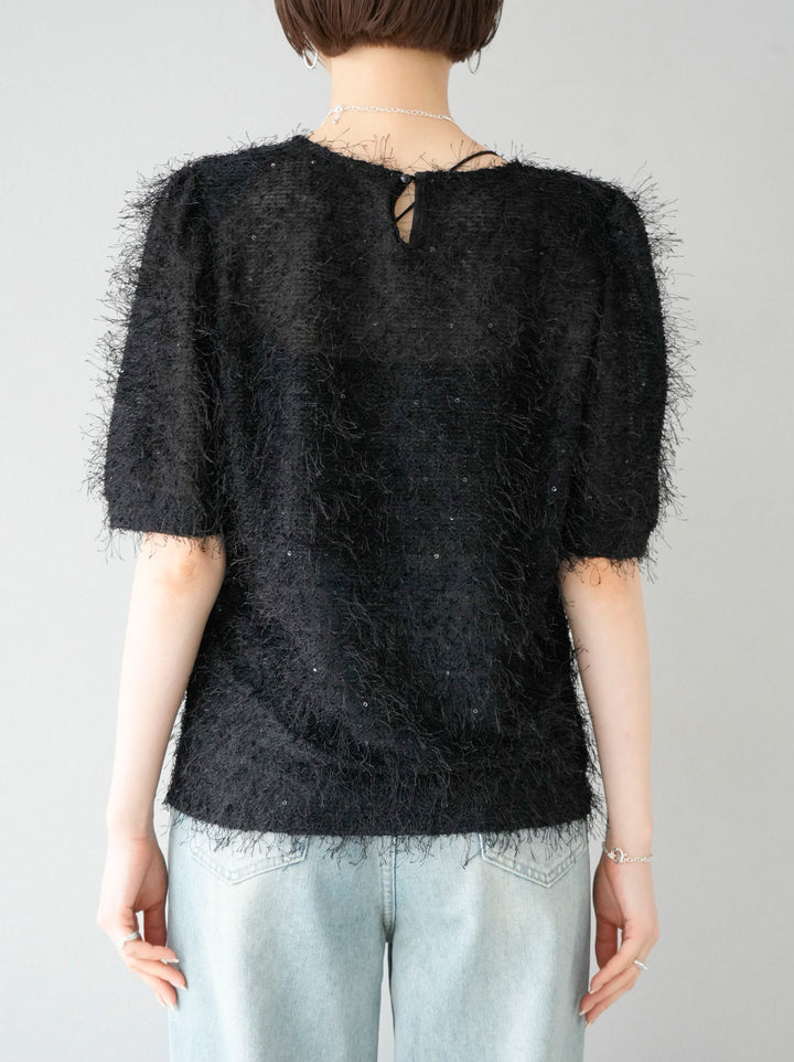 [Pre-order] Sheer fringe top/black