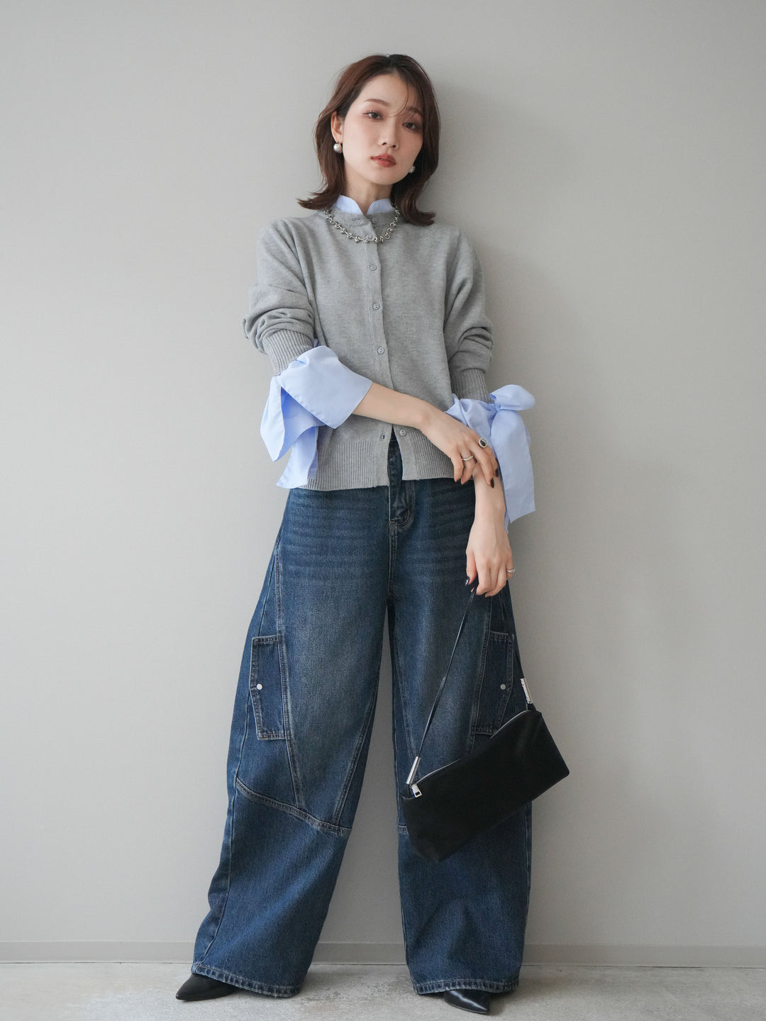 [予約]カーゴデザインコクーンデニムパンツ/navy