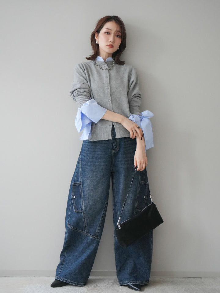 [予約]カーゴデザインコクーンデニムパンツ/navy