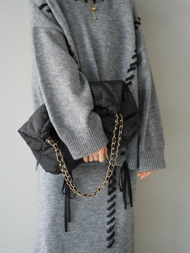 予約]ナイロンキルティングバッグ/ブラック – Lumier