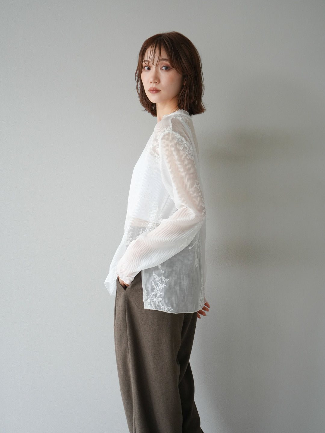 [予約]刺繍シアープルオーバー/オフ