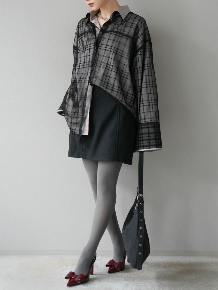 [予約]フェイクウールコクーンミニスカート/ブラック