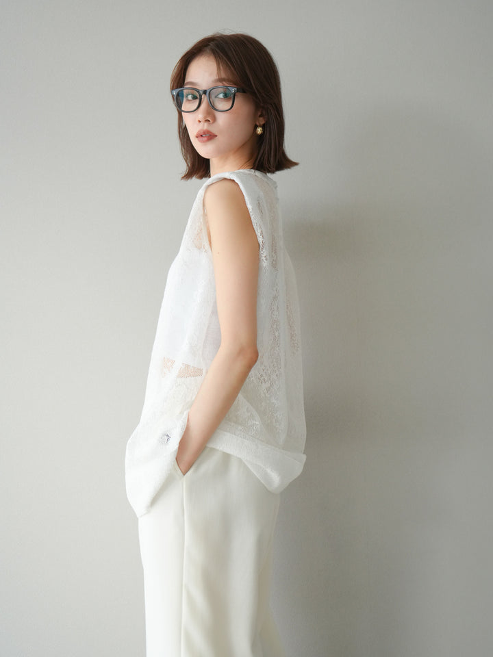 [予約]シャイニーレースプルオーバー/オフホワイト