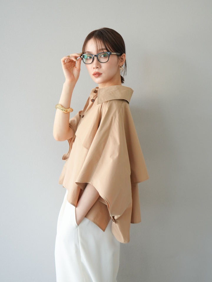[予約]ポンチョショートシャツ/ベージュ