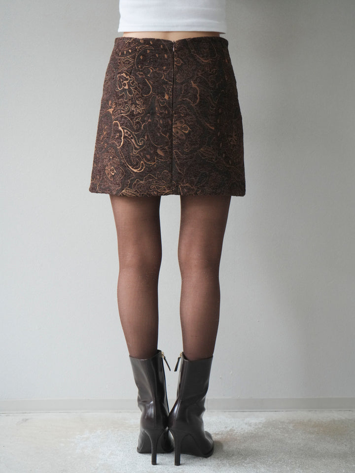 [予約]ジャガードミニスカート/brown