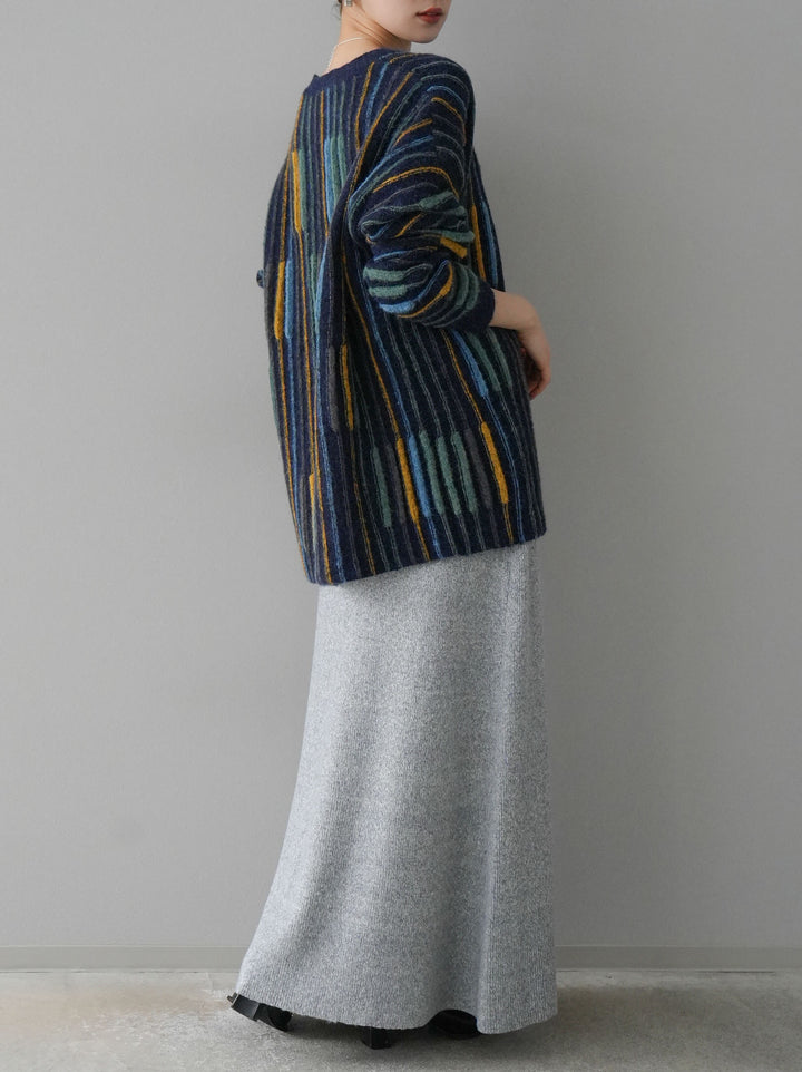 [預訂] 鉤花多向針織半身裙/灰色