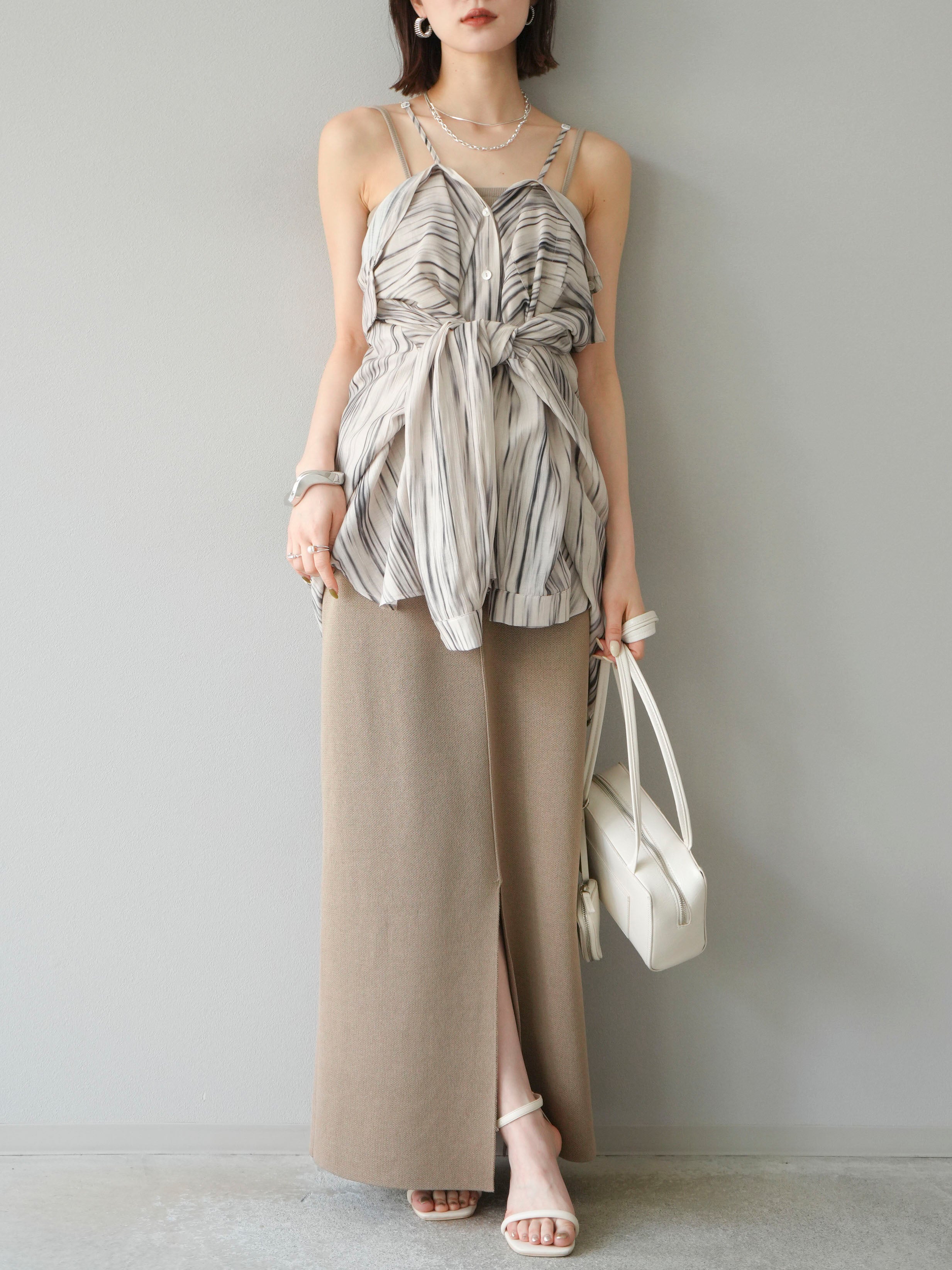 Plage I Line Knit アイラインニットスカート　ベージュ 予約]レーヨンポリIラインニットスカート/ベージュ – Lumier