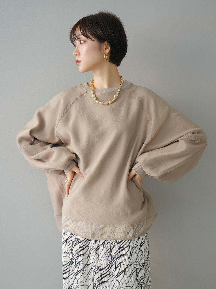 [Pre-order] Sheer layered fleece sweatshirt pullover/greyish