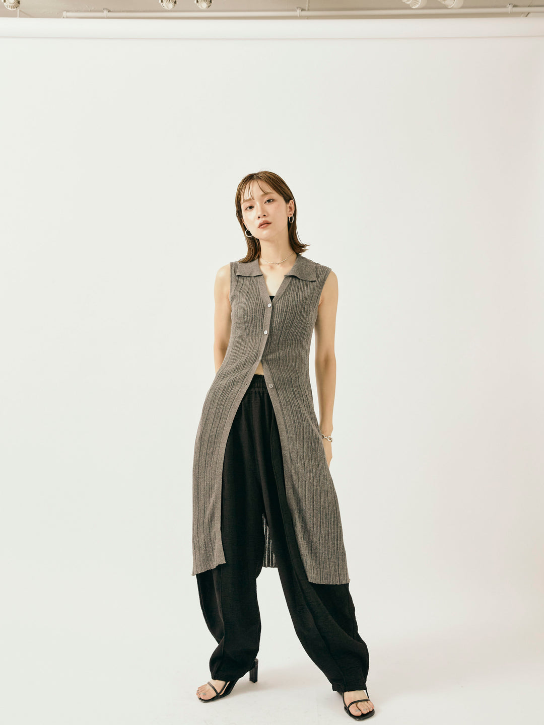 [予約]リネンライクベイカーバルーンパンツ/ブラック