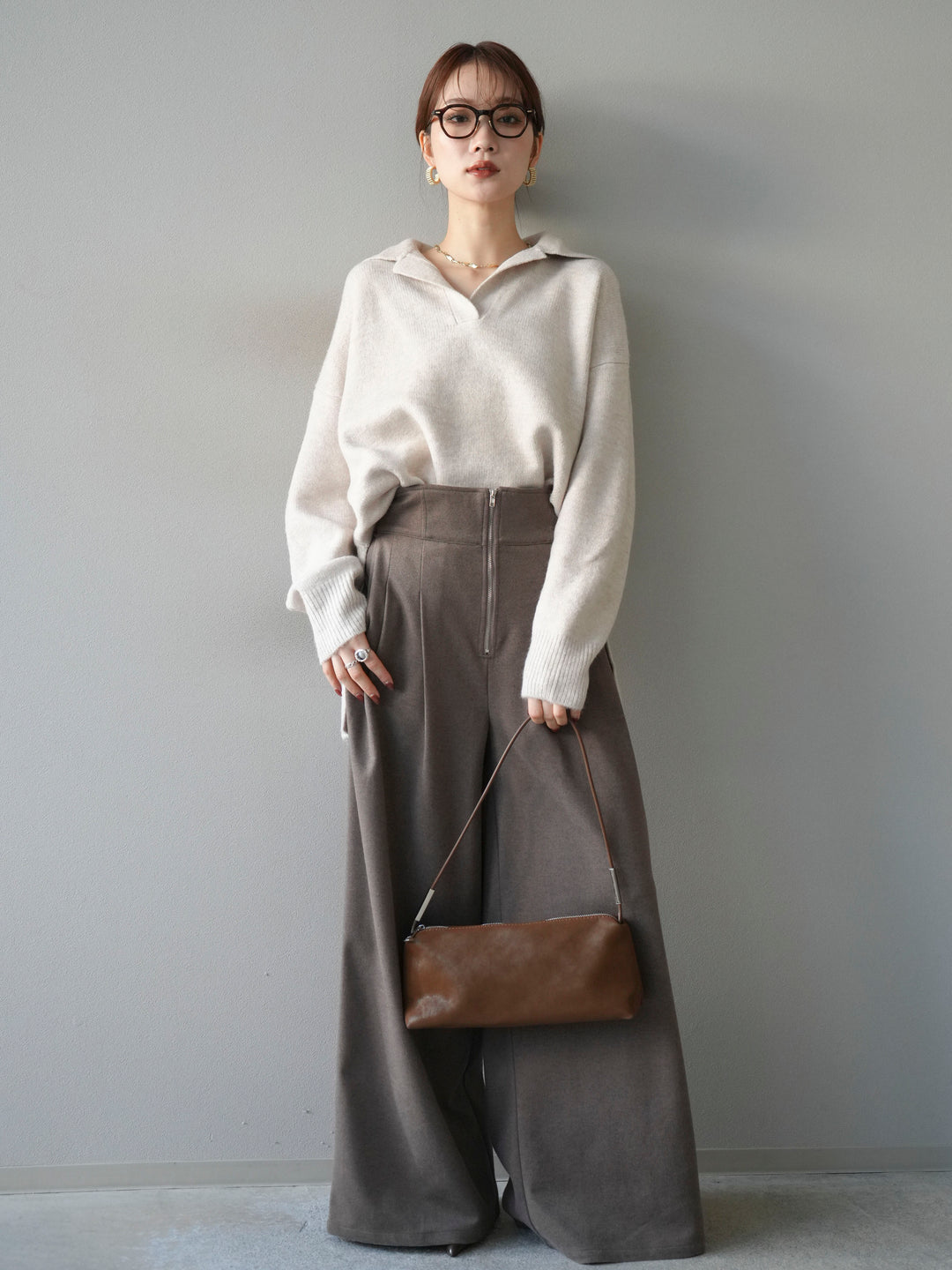 [予約]スキッパーオーバーニットプルオーバー/oatmeal