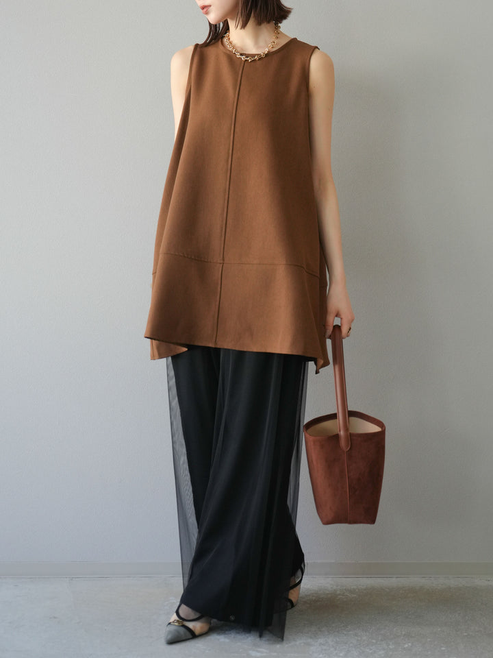 [予約]チュールワイドパンツ/ブラック