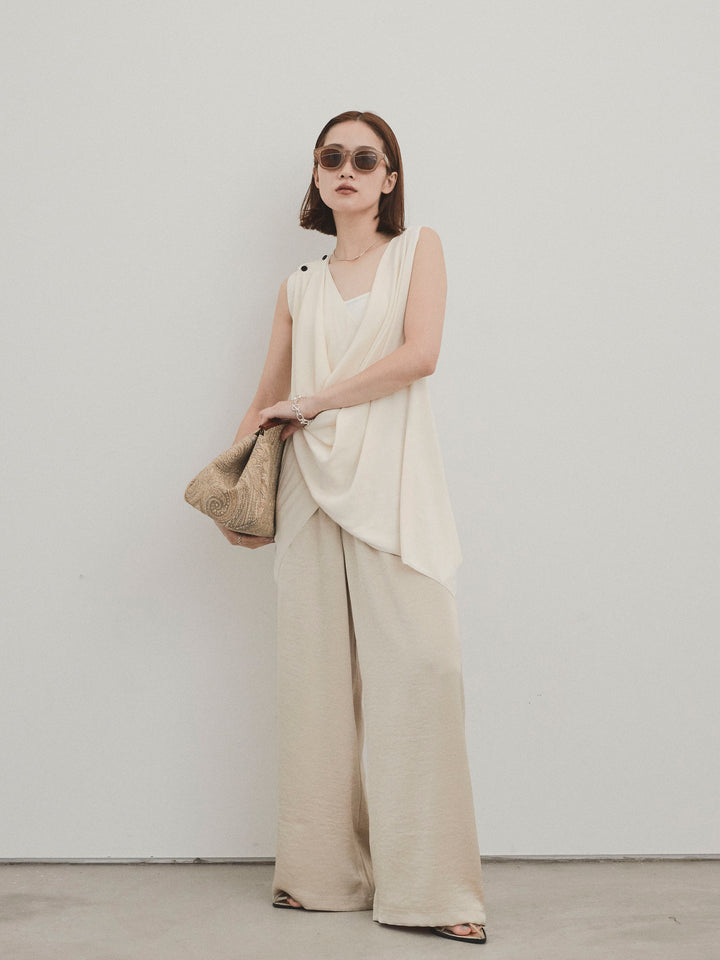 [予約]サテンイージーパンツ/ベージュ