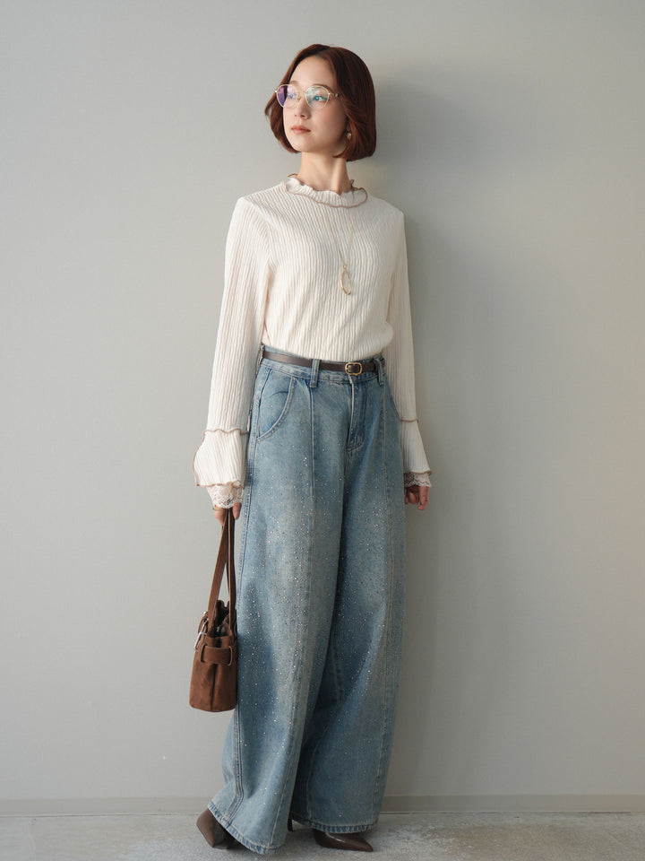 [予約]袖レース楊柳メロートップス/offwhite