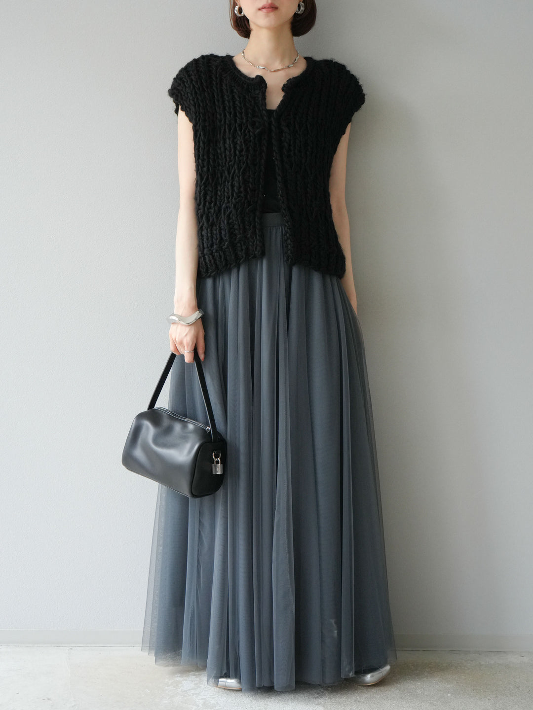 [予約]チュールボリュームスカート/グレー