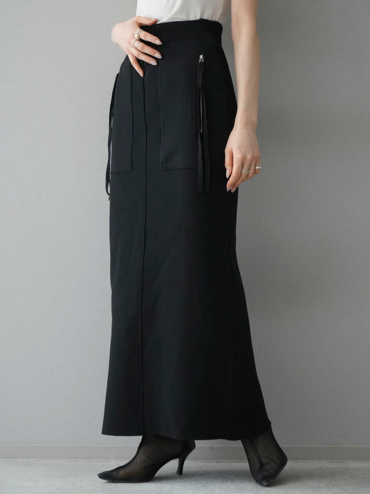 [Pre-order] Pocket Design Milan Rib Knit Skirt/Black