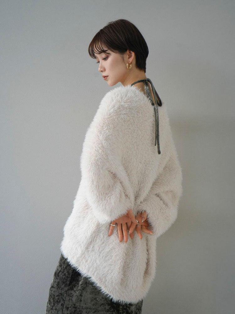 Pre-order] Soft shaggy knit cardigan/ivory – Lumier