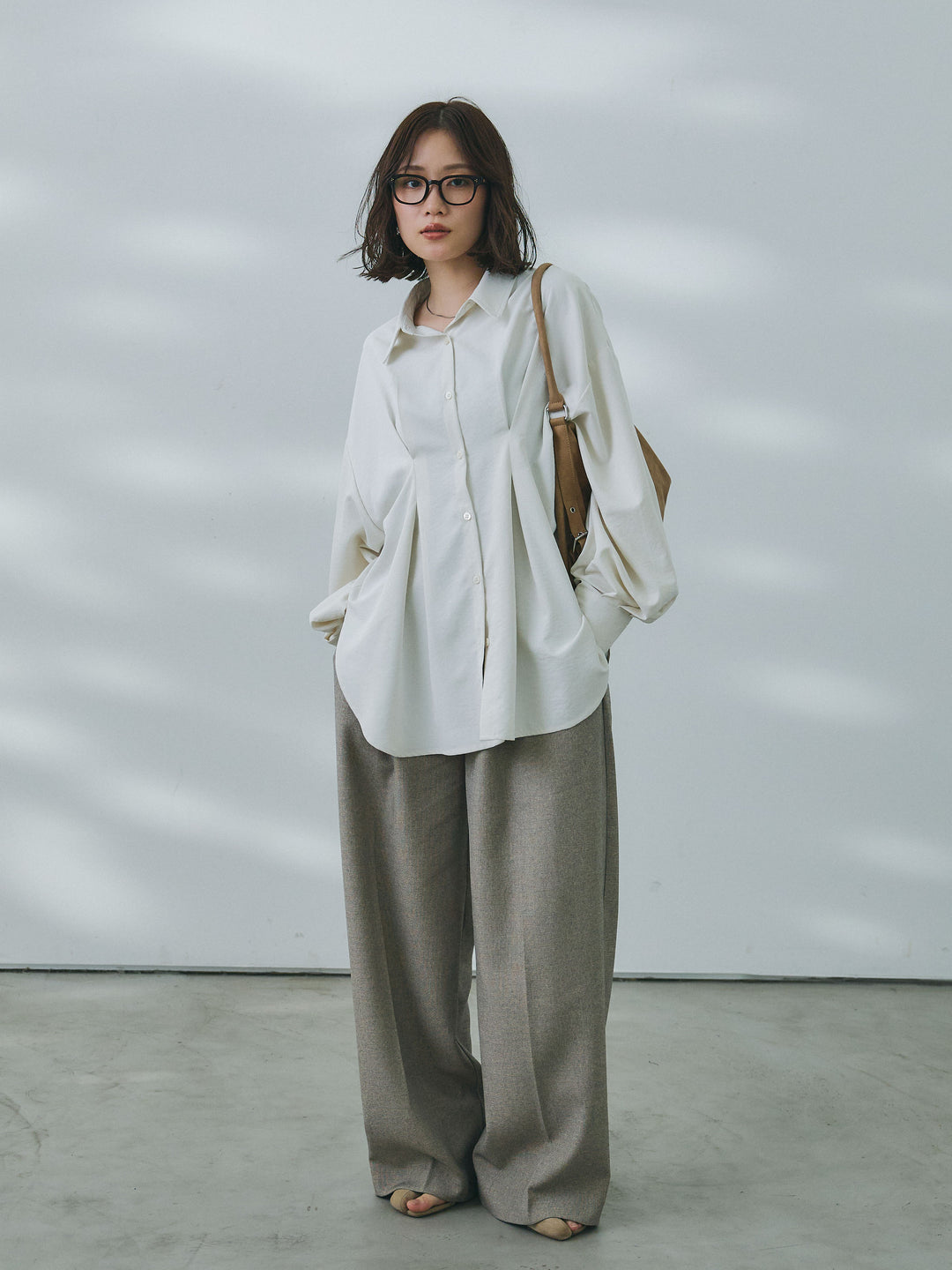 【魅力】【套裝】合成纖維束腰襯衫 + 合成纖維束腰襯衫（2 件套）