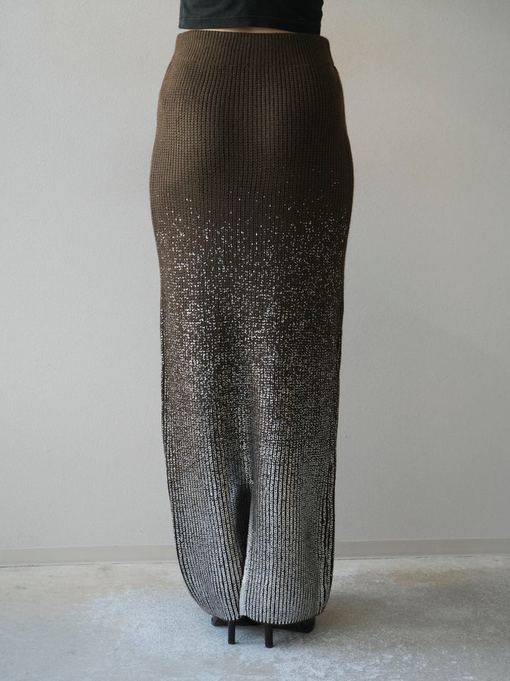 [予約]箔プリントニットタイトスカート/coffeebrown